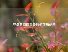 亚盘足彩网登录如何正确使用