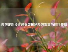欧冠足彩投注规则表揭秘欧冠赛事的投注策略