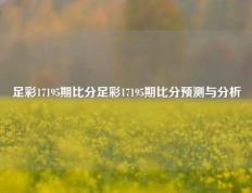足彩17195期比分足彩17195期比分预测与分析