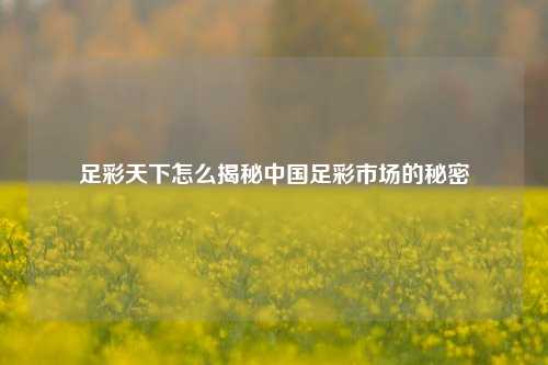 足彩天下怎么揭秘中国足彩市场的秘密
