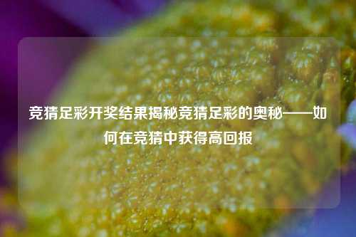 竞猜足彩开奖结果揭秘竞猜足彩的奥秘——如何在竞猜中获得高回报