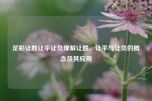 足彩让胜让平让负理解让胜、让平与让负的概念及其应用