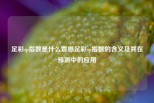 足彩sp指数是什么意思足彩sp指数的含义及其在预测中的应用
