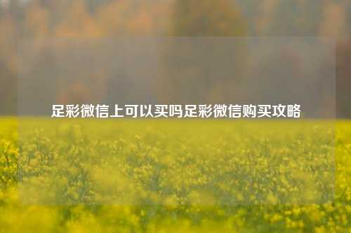 足彩微信上可以买吗足彩微信购买攻略