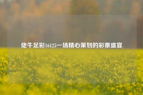 佬牛足彩16125一场精心策划的彩票盛宴