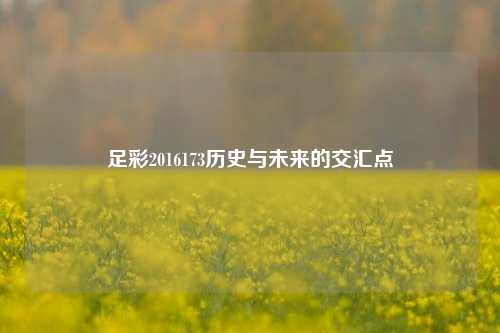 足彩2016173历史与未来的交汇点