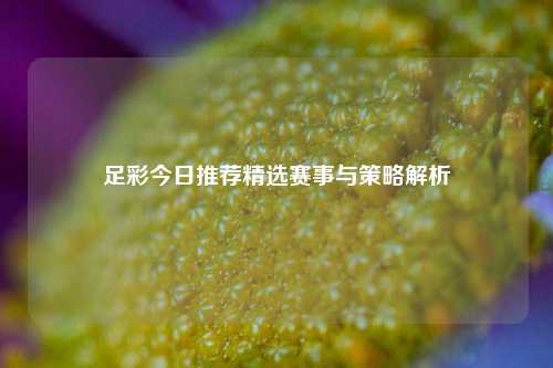 足彩今日推荐精选赛事与策略解析