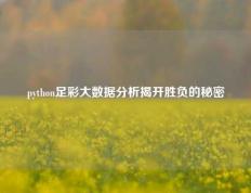 python足彩大数据分析揭开胜负的秘密