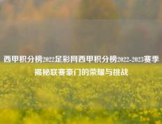 西甲积分榜2022足彩网西甲积分榜2022-2023赛季揭秘联赛豪门的荣耀与挑战