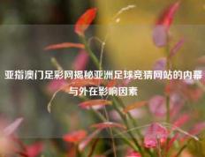 亚指澳门足彩网揭秘亚洲足球竞猜网站的内幕与外在影响因素