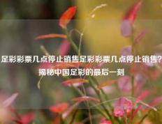 足彩彩票几点停止销售足彩彩票几点停止销售？揭秘中国足彩的最后一刻