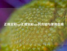 正规足彩app正规足彩app的介绍与使用指南