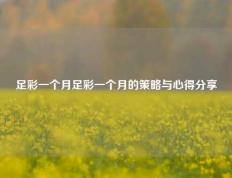 足彩一个月足彩一个月的策略与心得分享