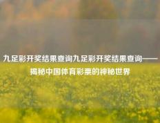 九足彩开奖结果查询九足彩开奖结果查询——揭秘中国体育彩票的神秘世界