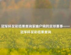 冠军杯足彩结果查询家喻户晓的足球赛事——冠军杯足彩结果查询