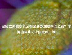 足彩欧洲赔率怎么看足彩欧洲赔率怎么看？掌握这些技巧让你更胜一筹