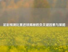 足彩预测比赛进球揭秘胜负关键因素与策略