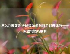 怎么判断足彩进球数如何判断足彩进球数——策略与技巧解析