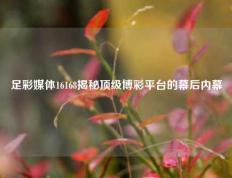 足彩媒体16168揭秘顶级博彩平台的幕后内幕
