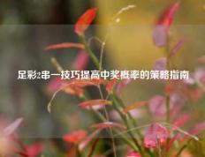 足彩2串一技巧提高中奖概率的策略指南