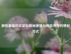 微信里面的买足彩揭秘便捷与风险并存的博彩方式