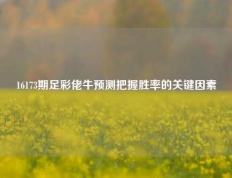 16173期足彩佬牛预测把握胜率的关键因素