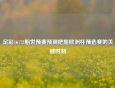 足彩16172期世预赛预测把握欧洲杯预选赛的关键时刻