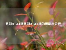 足彩2016158期足彩2016158期的预测与分析