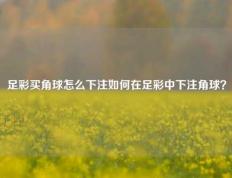 足彩买角球怎么下注如何在足彩中下注角球？