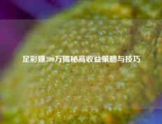 足彩赚300万揭秘高收益策略与技巧