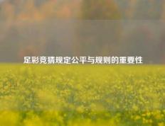 足彩竞猜规定公平与规则的重要性