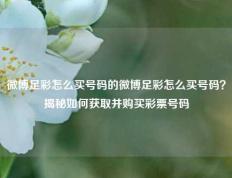 微博足彩怎么买号码的微博足彩怎么买号码？揭秘如何获取并购买彩票号码