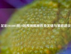足彩2018003期14场预测揭秘胜负关键与策略建议