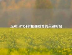 足彩16175分析把握胜算的关键时刻