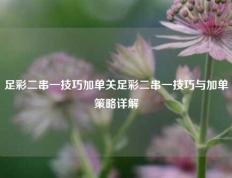 足彩二串一技巧加单关足彩二串一技巧与加单策略详解
