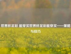世界杯足彩 能穿买世界杯足彩能穿买——策略与技巧