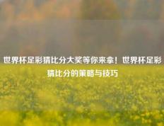 世界杯足彩猜比分大奖等你来拿！世界杯足彩猜比分的策略与技巧