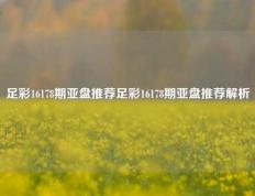 足彩16178期亚盘推荐足彩16178期亚盘推荐解析