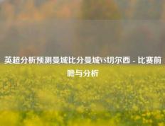 英超分析预测曼城比分曼城VS切尔西 - 比赛前瞻与分析