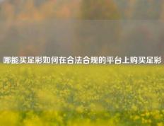 哪能买足彩如何在合法合规的平台上购买足彩