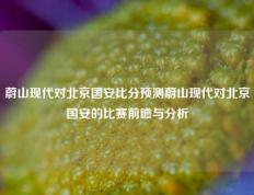 蔚山现代对北京国安比分预测蔚山现代对北京国安的比赛前瞻与分析