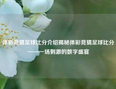 体彩竞猜足球比分介绍揭秘体彩竞猜足球比分——一场刺激的数字盛宴