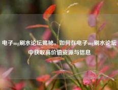 电子mg刷水论坛揭秘，如何在电子mg刷水论坛中获取高价值资源与信息