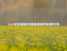 16139足彩揭秘中国最神秘的彩票号码