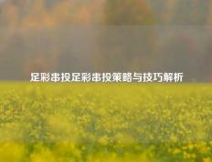 足彩串投足彩串投策略与技巧解析