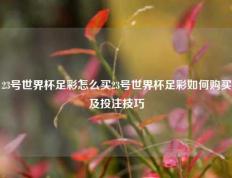 23号世界杯足彩怎么买23号世界杯足彩如何购买及投注技巧