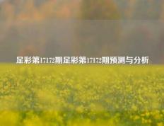 足彩第17172期足彩第17172期预测与分析