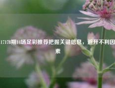 17178期14场足彩推荐把握关键信息，避开不利因素