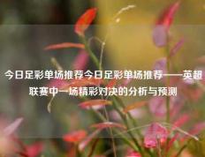 今日足彩单场推荐今日足彩单场推荐——英超联赛中一场精彩对决的分析与预测