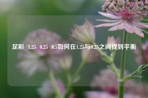 足彩  1.25  0.25  0.5如何在1.25与0.25之间找到平衡